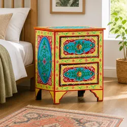 Stylish and Compact Hand-Painted Nightstand
