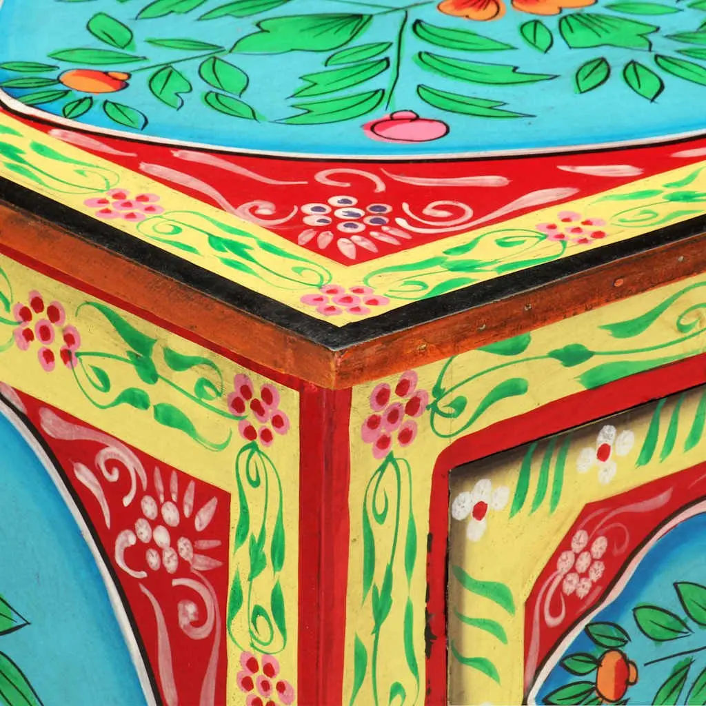 Bedside Cabinet Multicolour 40x30x50cm Hand Painted Wooden Nightstand