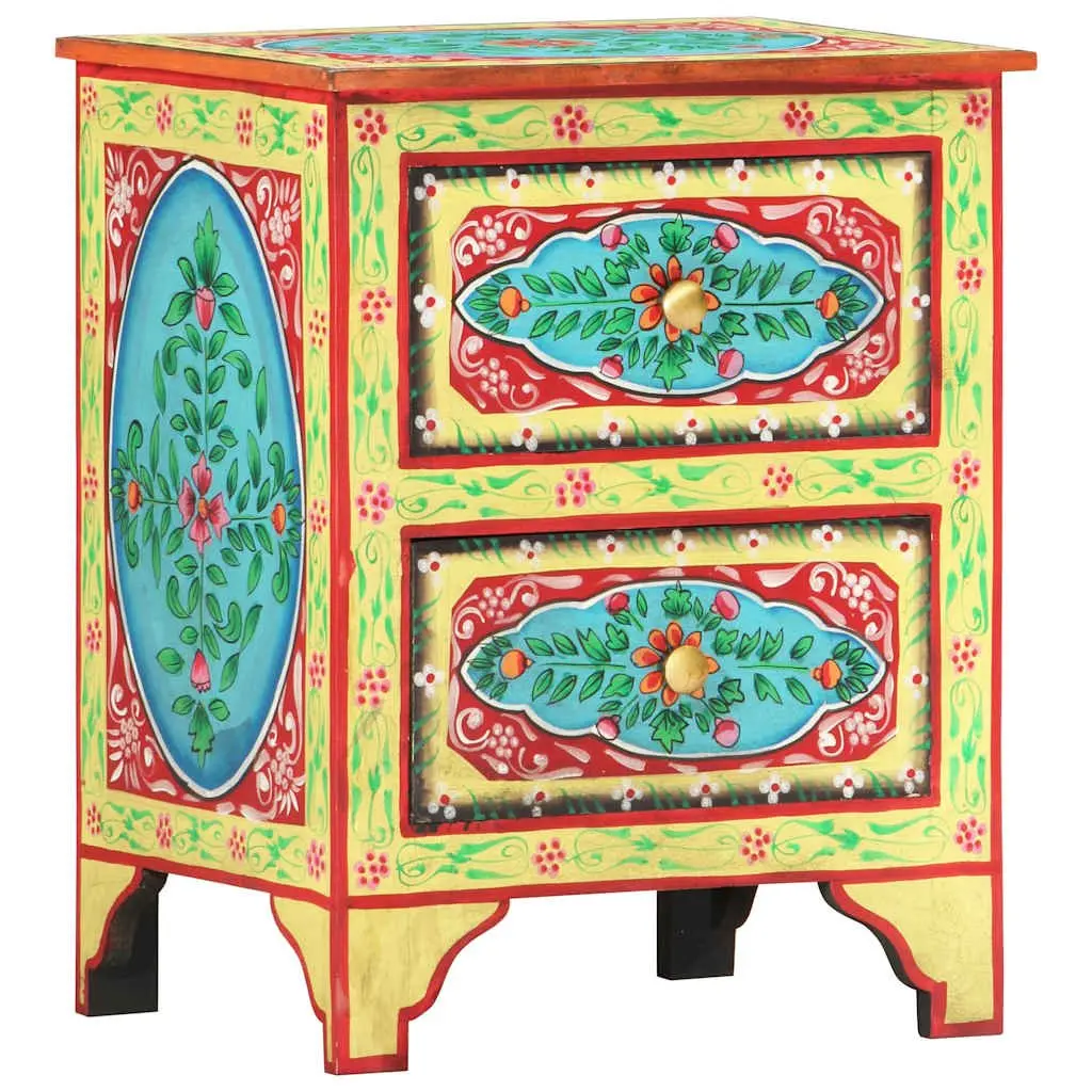 Bedside Cabinet Multicolour 40x30x50cm Hand Painted Wooden Nightstand