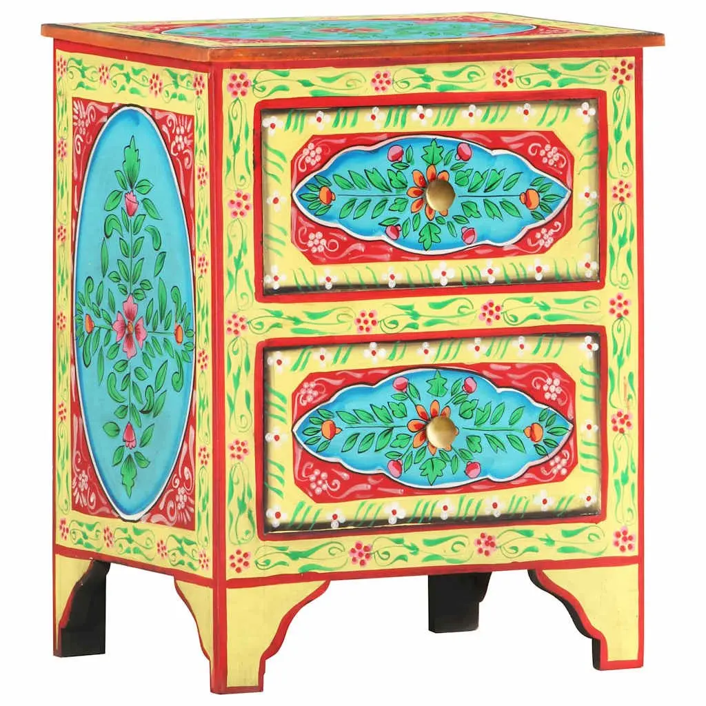 Bedside Cabinet Multicolour 40x30x50cm Hand Painted Wooden Nightstand