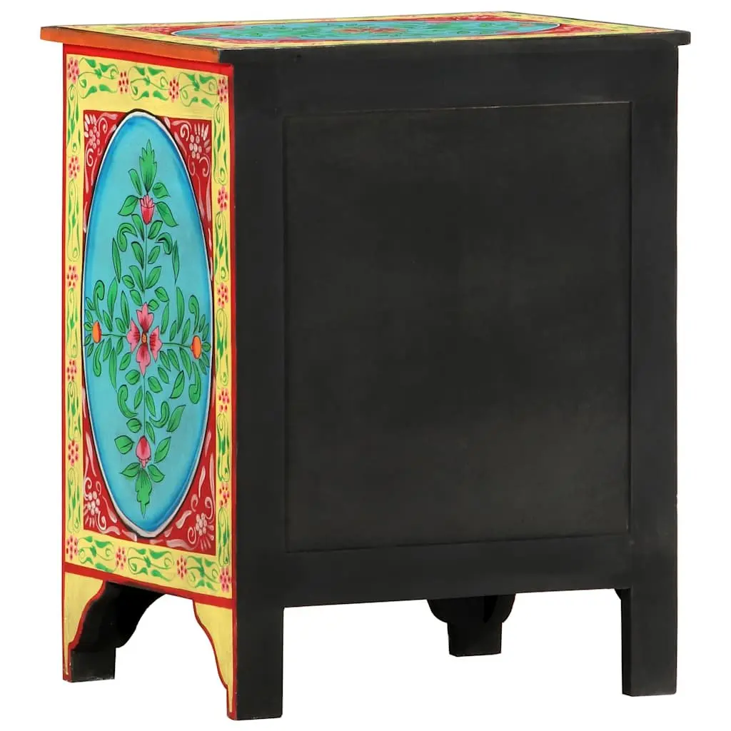 Bedside Cabinet Multicolour 40x30x50cm Hand Painted Wooden Nightstand