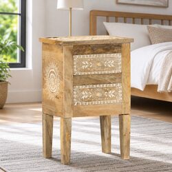 Concise Solid Mango Wood Bedside Cabinet 40x30x60cm