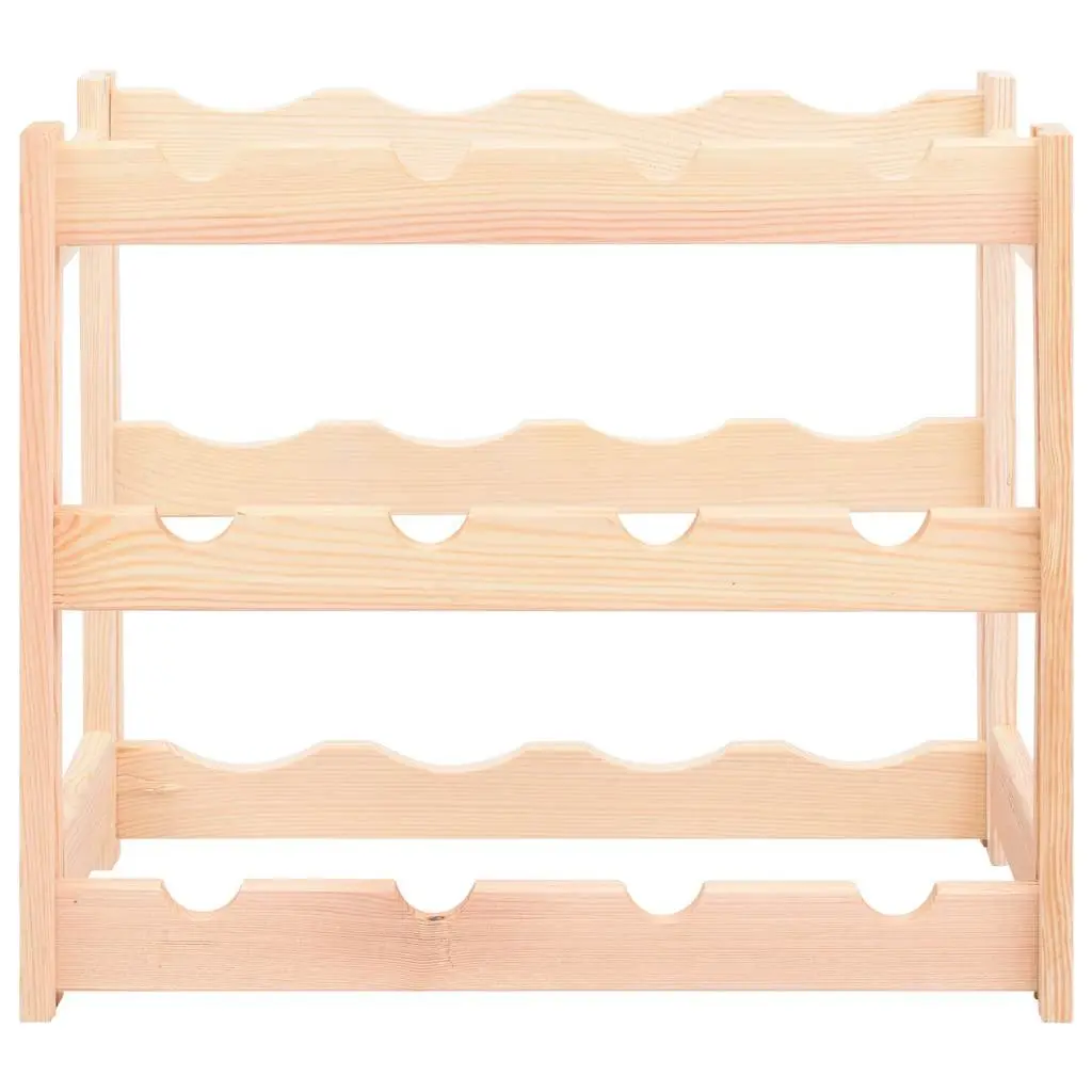 Wine Rack Beige Solid Wood Pine 12 Bottle Storage Display Shelf Holder Stand