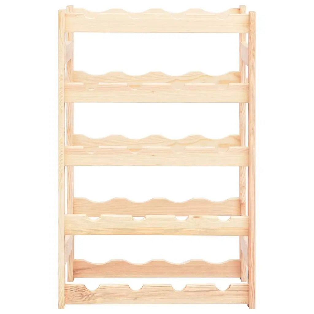 Wine Rack Beige Solid Wood 20 Bottle Storage Display Stand Holder