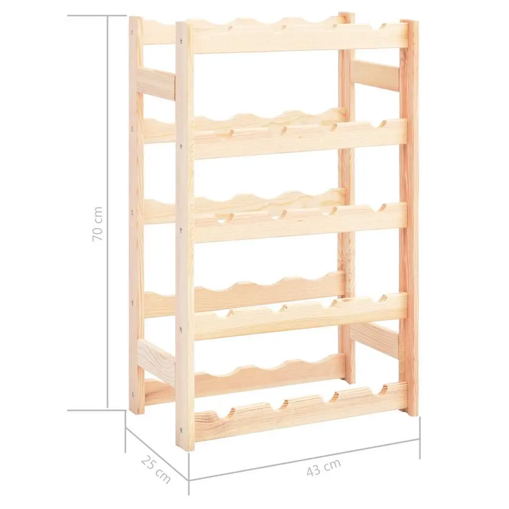 Wine Rack Beige Solid Wood 20 Bottle Storage Display Stand Holder