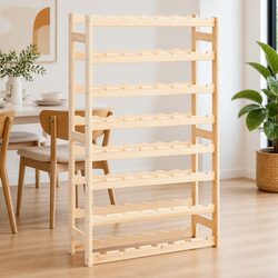 56-Bottle Wine Rack – Solid Pinewood with Simple Assembly