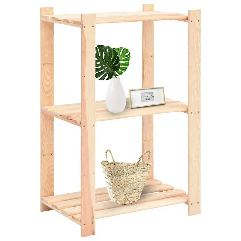 3-Tier Storage Rack Brown 60x38x90 cm Solid Wood Shelving Unit Home Organization