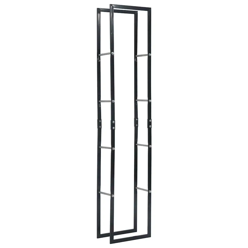 Firewood Rack Black Steel Rectangular Heavy-duty Log Storage Holder