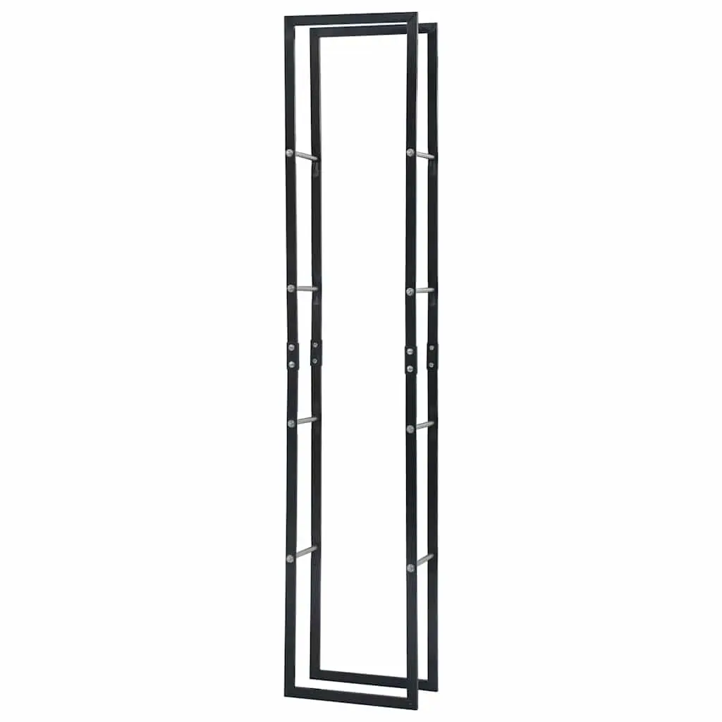 Firewood Rack Black Steel Rectangular Heavy-duty Log Storage Holder
