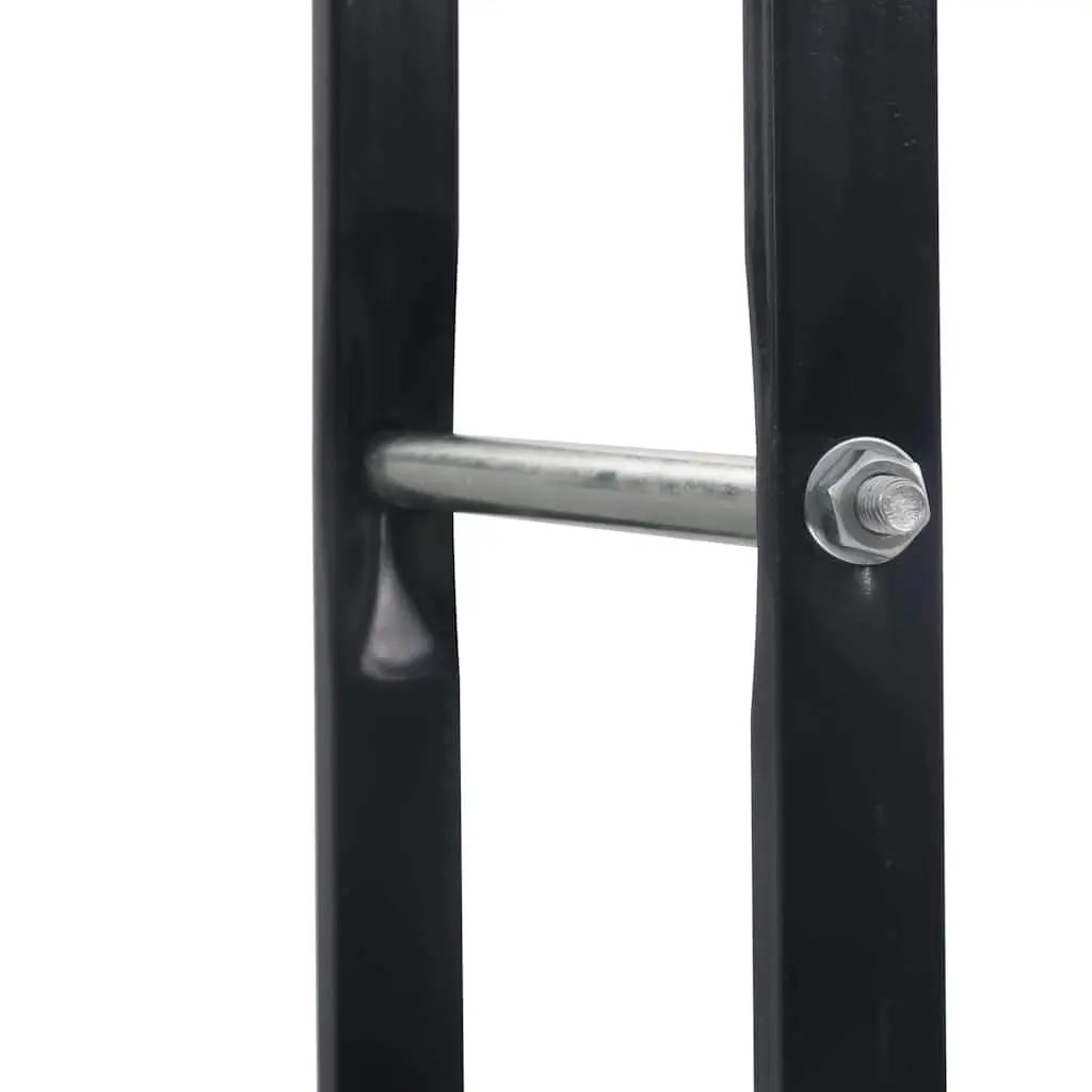 Firewood Rack Black Steel Tall Rectangular Log Holder for Fireplace Storage