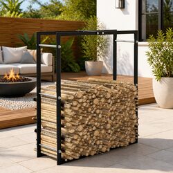 Compact and Durable Firewood Rack in Black