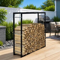 Concise and Effective Black Steel Log Storage Rack