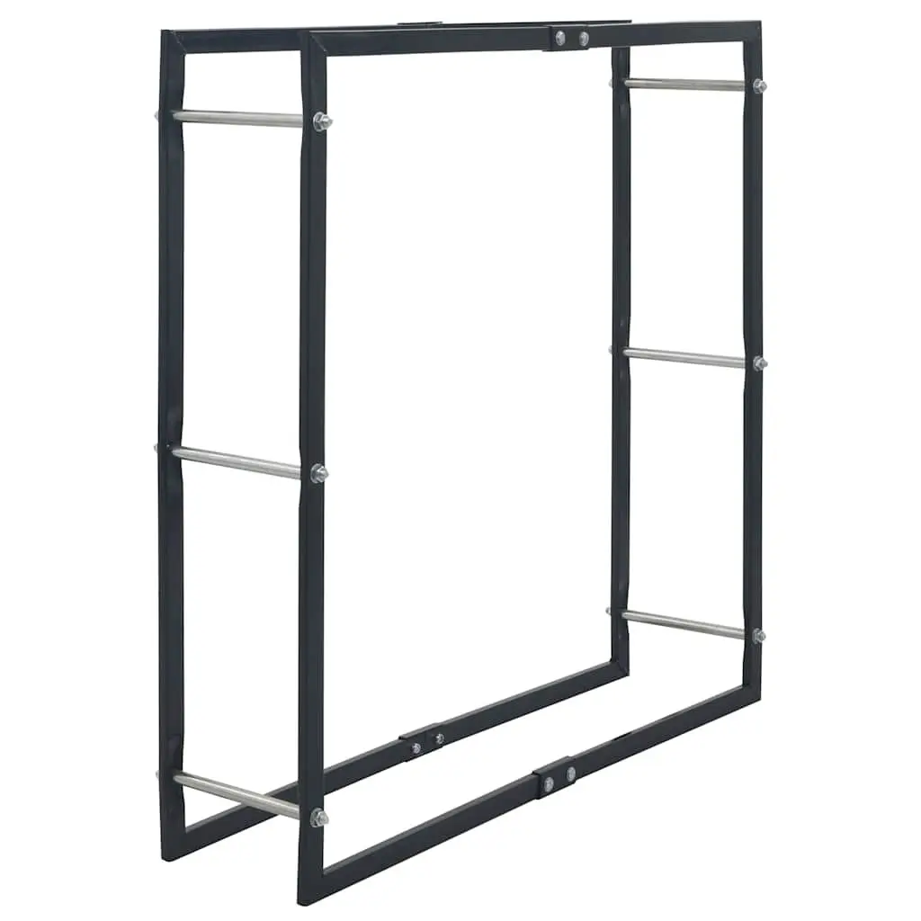 Firewood Rack Black Steel Log Storage Holder Fireplace Wood Stove Accessories