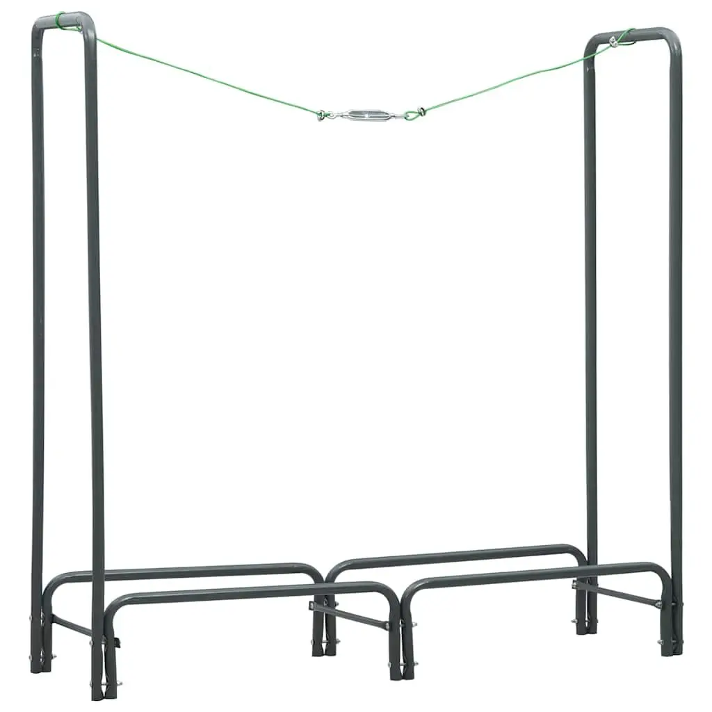 Firewood Rack Grey Steel Heavy Duty Tall Log Holder