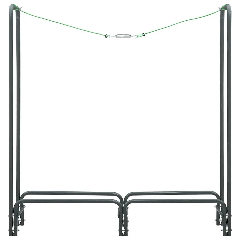 Firewood Rack Grey Steel Heavy Duty Tall Log Holder