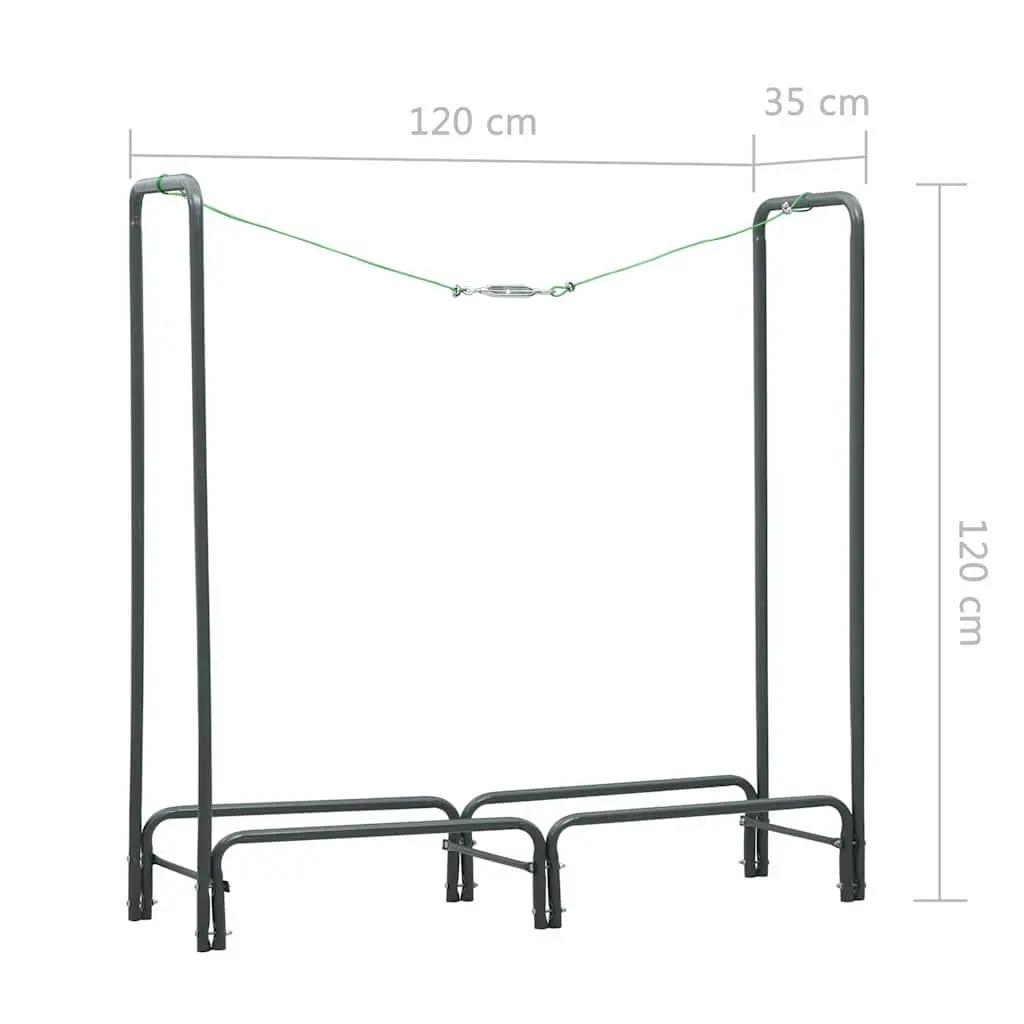 Firewood Rack Grey Steel Heavy Duty Tall Log Holder