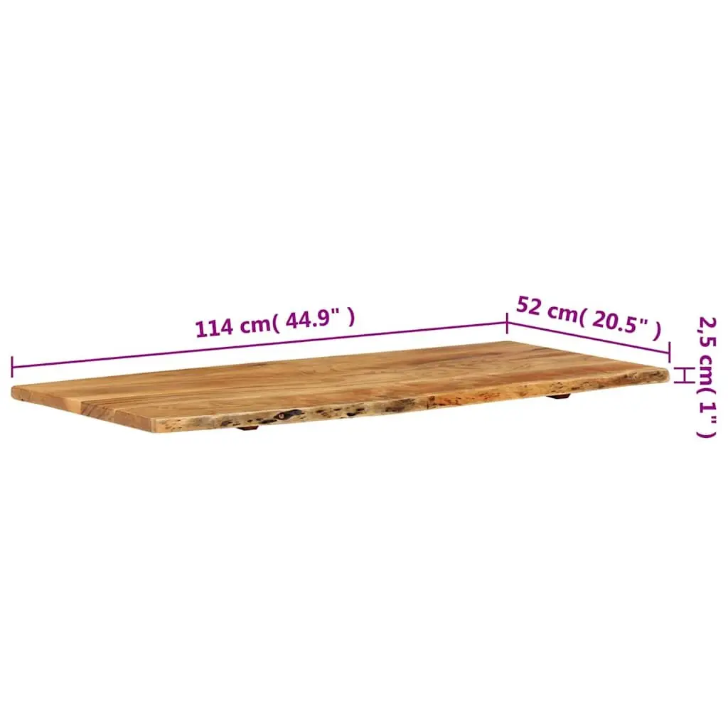 Solid Acacia Wood Bathroom Vanity Top with Live Edge, 114cm