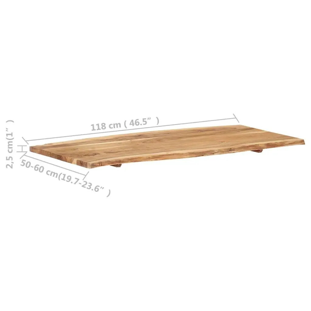 Brown Acacia Wood Table Top 118x50-60x2.5 cm