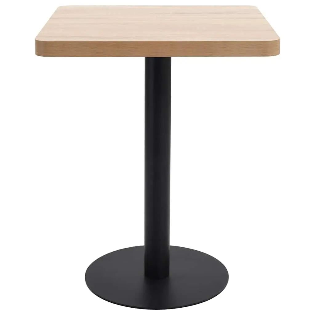Bistro Table Light Brown Square 60x60cm Wood Grain Pattern Steel Leg Support