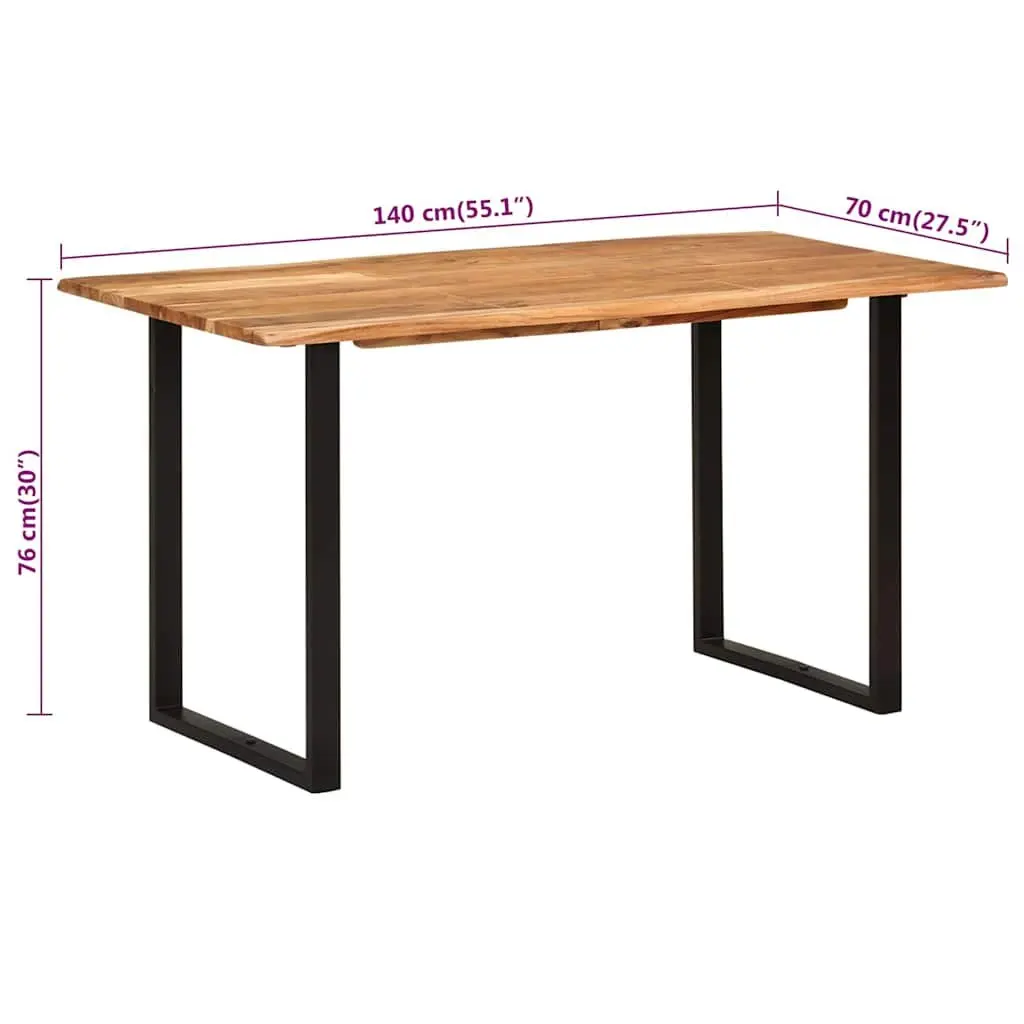 Dining Table 140x70x76 cm Kitchen Room Furniture Brown Wooden Industrial Rustic