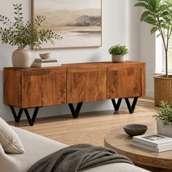 TV Cabinet 140x30x46 cm Solid Mango Wood Brown Living Room Furniture Storage