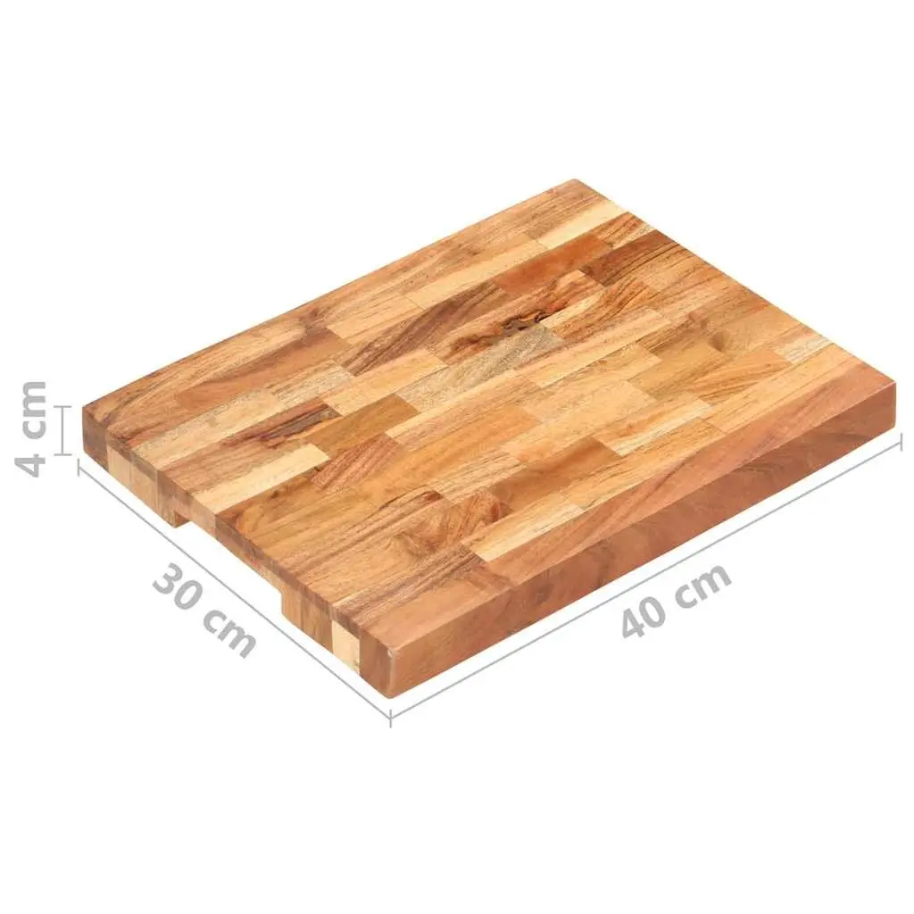 Chopping Board Brown 40x30x4 cm Solid Acacia Wood Kitchen Cutting Board with Finger Groove