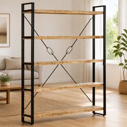 Compact 5-Tier Bookcase with Industrial Design