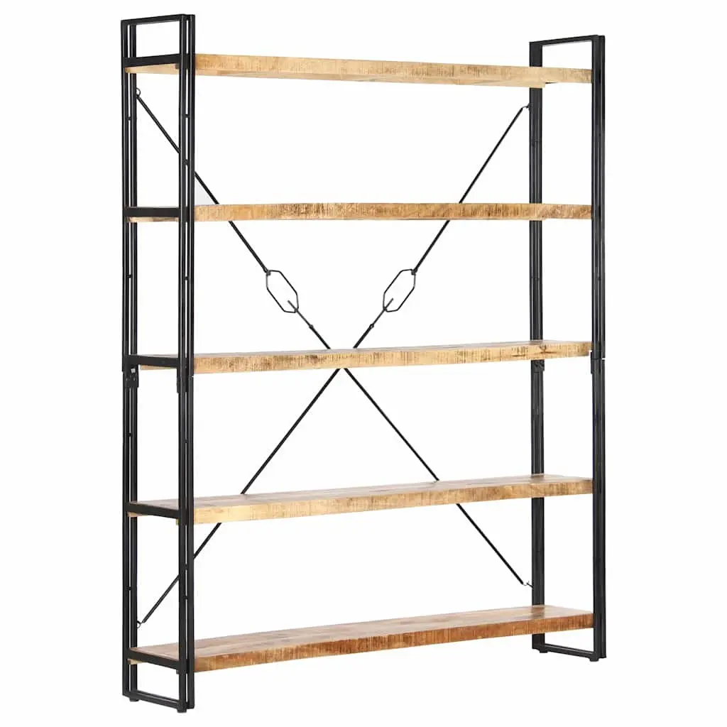 5-Tier Bookcase Brown 140x30x180 cm Solid Mango Wood Industrial Shelving Unit