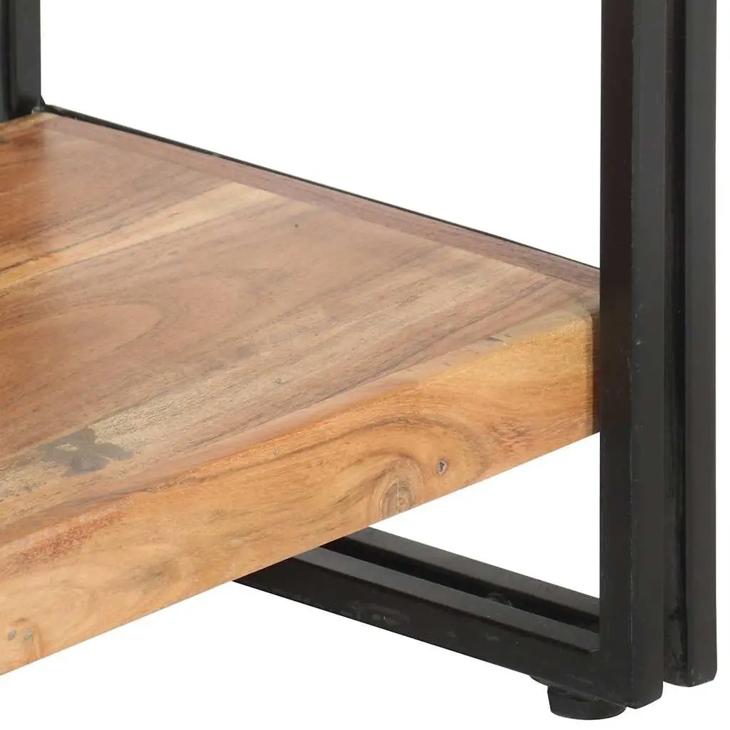 5-Tier Bookcase Brown 140x30x180cm Solid Acacia Wood Industrial Steel Frame Storage