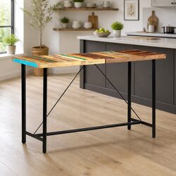 Compact Industrial Bar Table - Solid Wood 180x70x107 cm