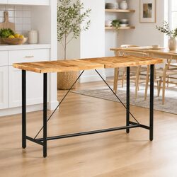 Concise Industrial Bar Table 180x70x107 cm with Wood Top