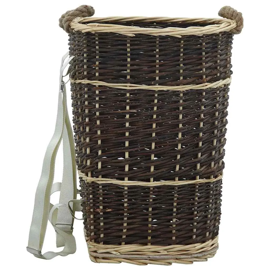 Firewood Backpack Carrier Brown Natural Willow Log Storage Transport