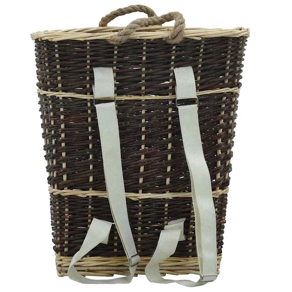 Firewood Backpack Carrier Brown Natural Willow Log Storage Transport