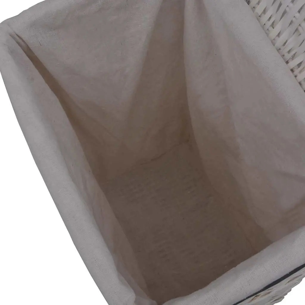 Laundry Basket Sturdy Durable White Woven Willow Bathroom Storage