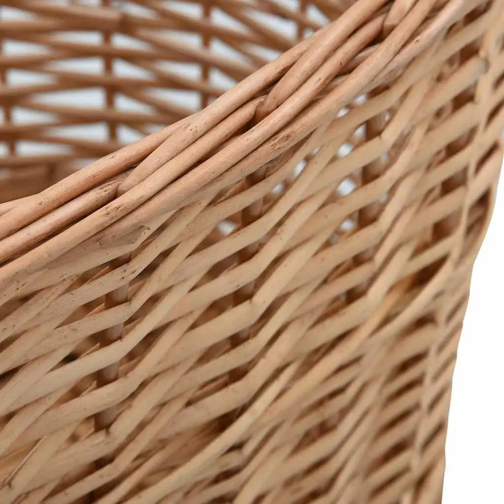 Firewood Basket Brown Natural Willow Durable with Carrying Handles