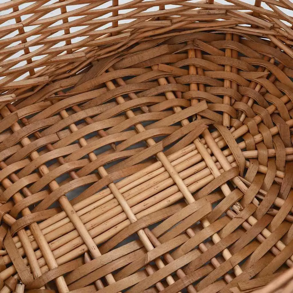 Firewood Basket Brown Natural Willow Durable with Carrying Handles