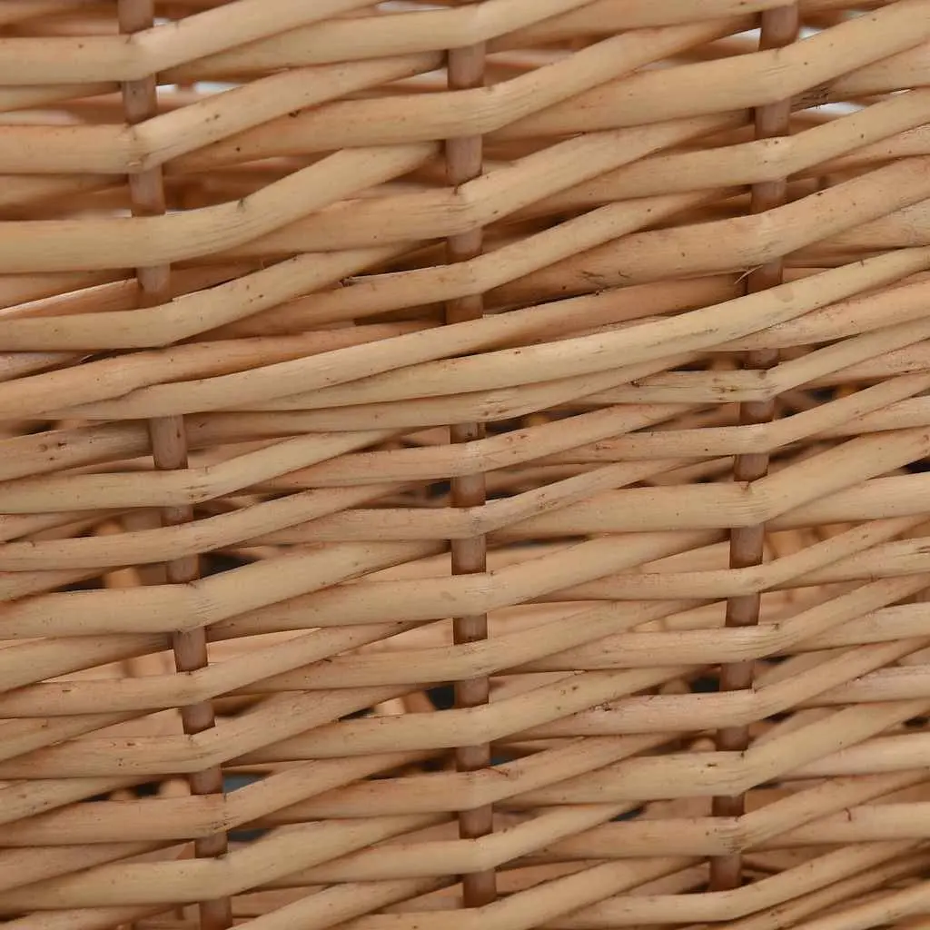 Firewood Basket Brown Natural Willow Durable with Carrying Handles