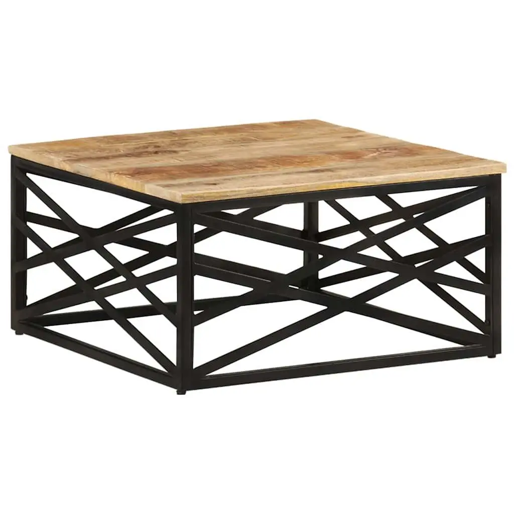 Coffee Table Brown 68x68x35 cm Solid Mango Wood with Cast Steel Legs