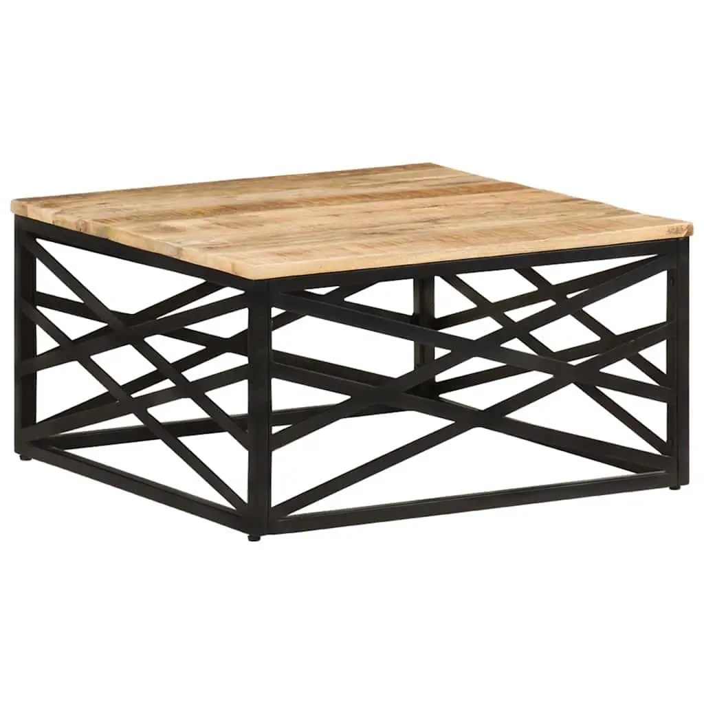Coffee Table Brown 68x68x35 cm Solid Mango Wood with Cast Steel Legs