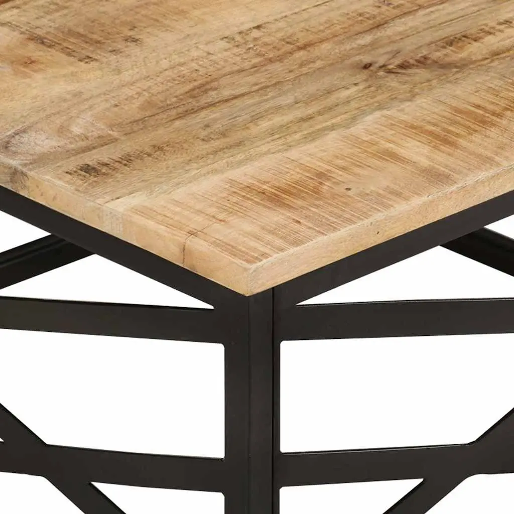 Coffee Table Brown 68x68x35 cm Solid Mango Wood with Cast Steel Legs