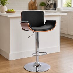 Black Bar Stool with Padded Seat and Gas Lift Mechanism