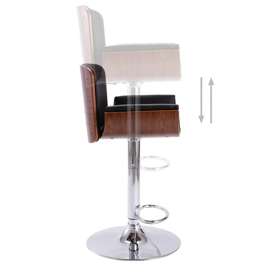Bar Stool Black Faux Leather Padded Seat Gas Lift Height Adjustable Footrest