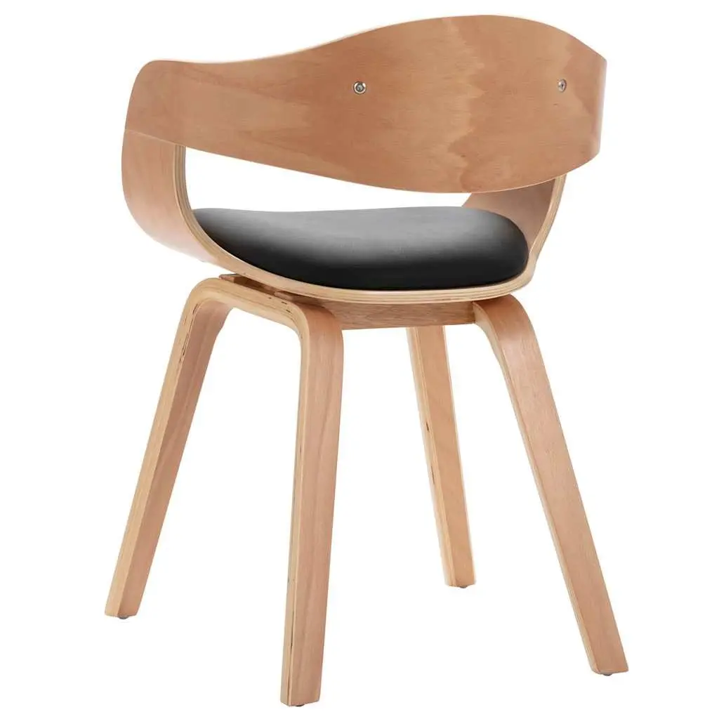 Dining Chairs Set of 2 Bent Wood Frame Faux Leather Seat Kitchen Lounge Seating