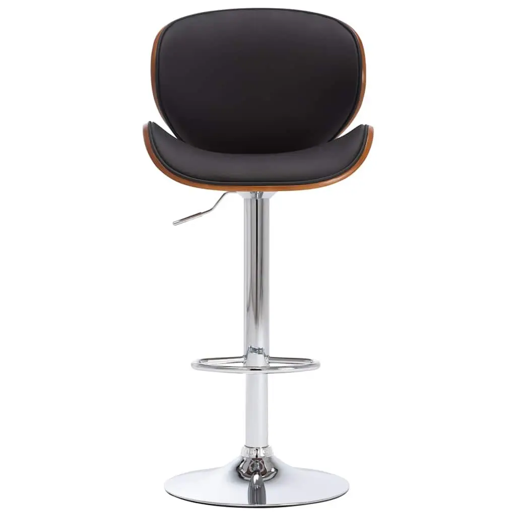 Bar Stool Black Faux Leather Height Adjustable Gas Lift Footrest