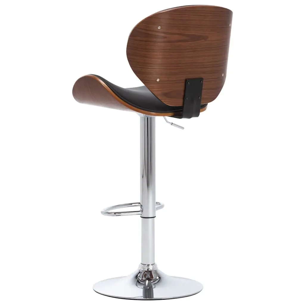Bar Stool Black Faux Leather Height Adjustable Gas Lift Footrest