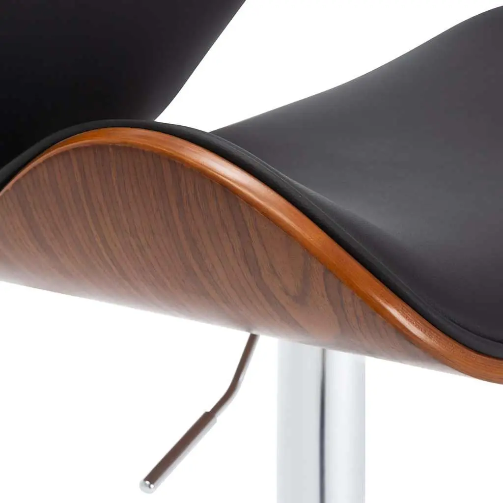Bar Stool Black Faux Leather Height Adjustable Gas Lift Footrest