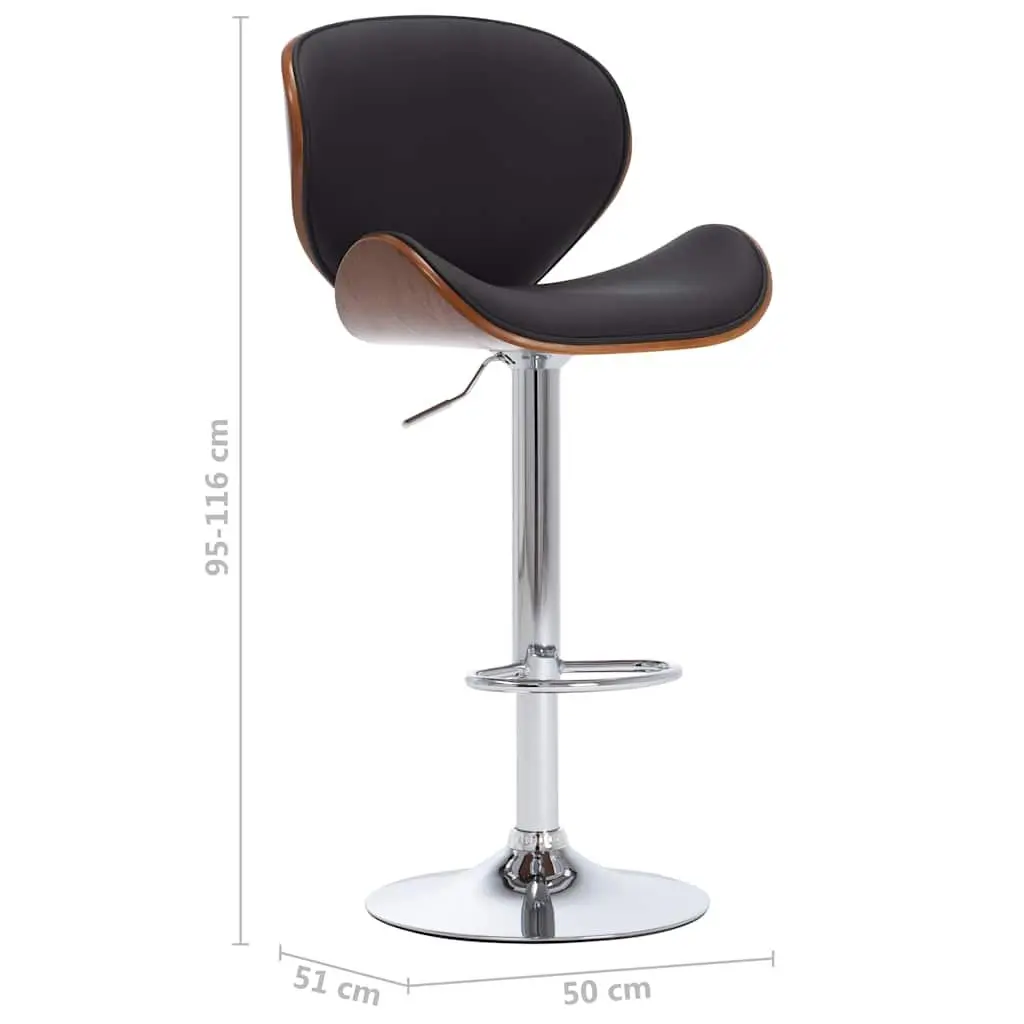 Bar Stool Black Faux Leather Height Adjustable Gas Lift Footrest