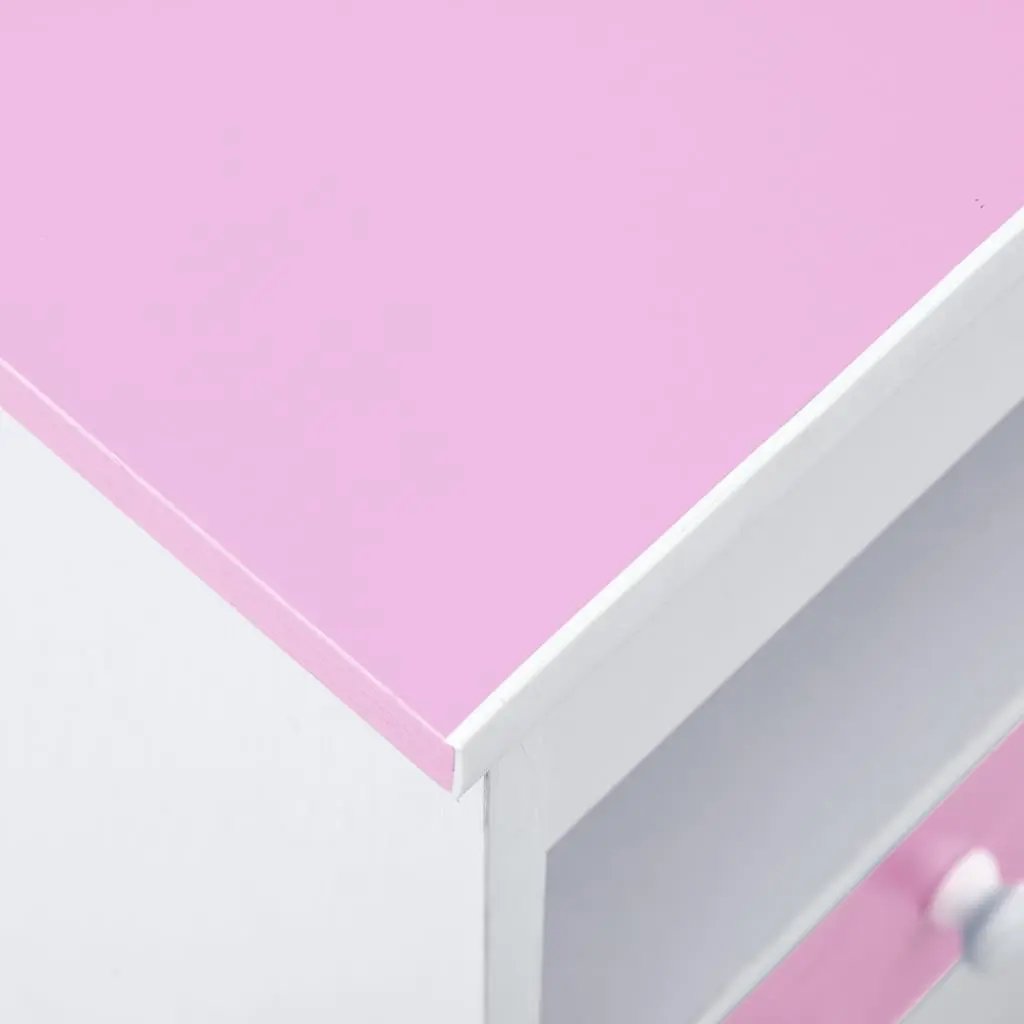Children's Study Desk Pink White Tiltable Ergonomic Workspace with Storage