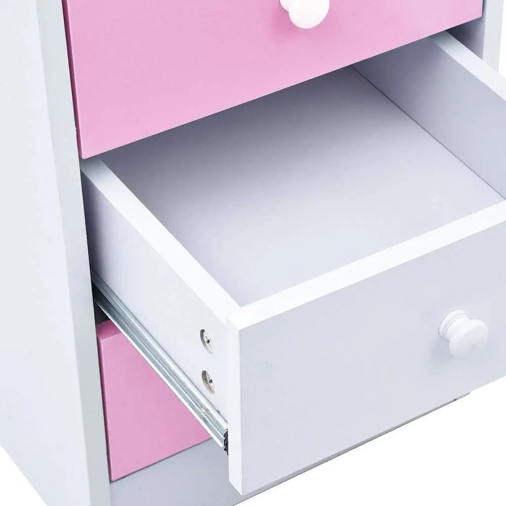 Children's Study Desk Pink White Tiltable Ergonomic Workspace with Storage