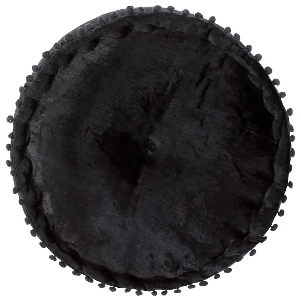 Round Pouffe Anthracite 40x20 cm Velvet Footrest Ottoman